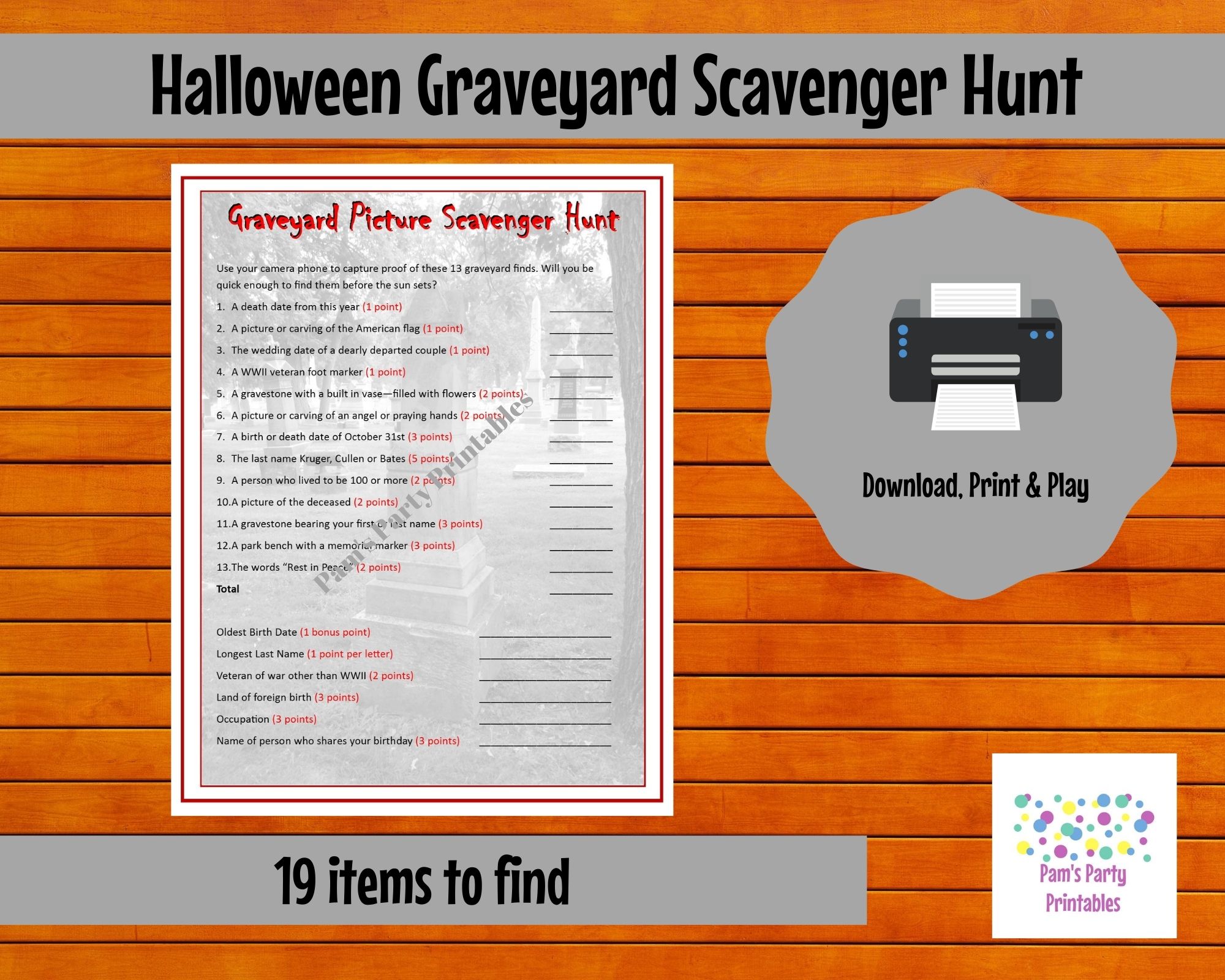 Halloween Themed Printable Game Dead or Alive Game for 